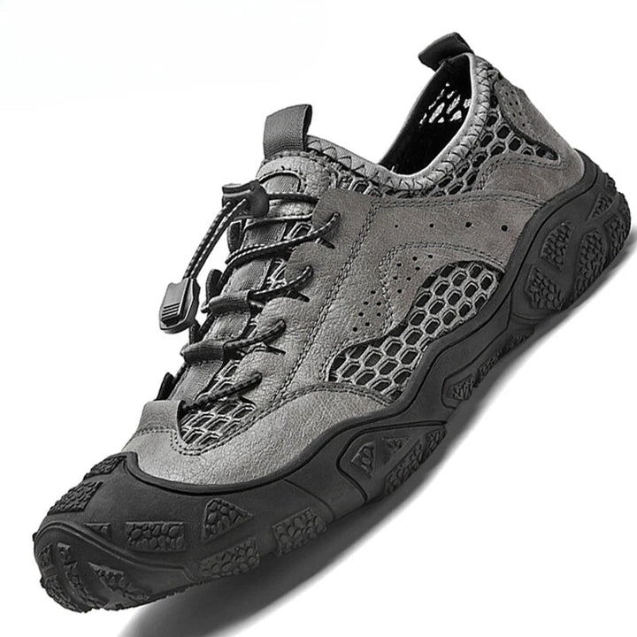 Men's Breathable Shoes Outdoor Hiking Comfortable Leather Mesh Casual Sneakers