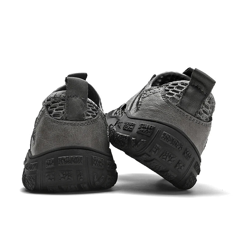 Men's Breathable Shoes Outdoor Hiking Comfortable Leather Mesh Casual Sneakers